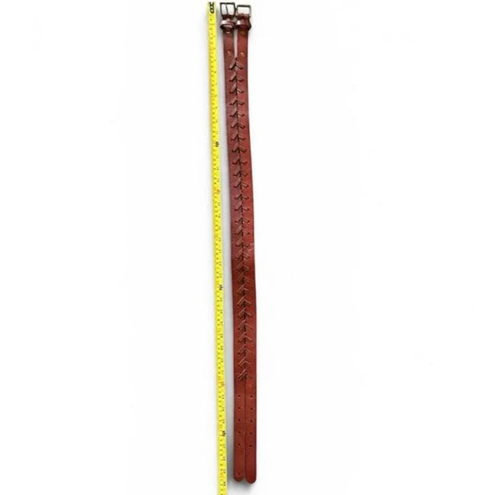 Abercrombie & Fitch brown leather double buckle belt with braided stitching 40